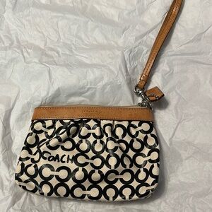 Y2K Coach Black and Tan Clutch with Leather Trim